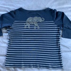 Karen Scott bling elephant boatneck top